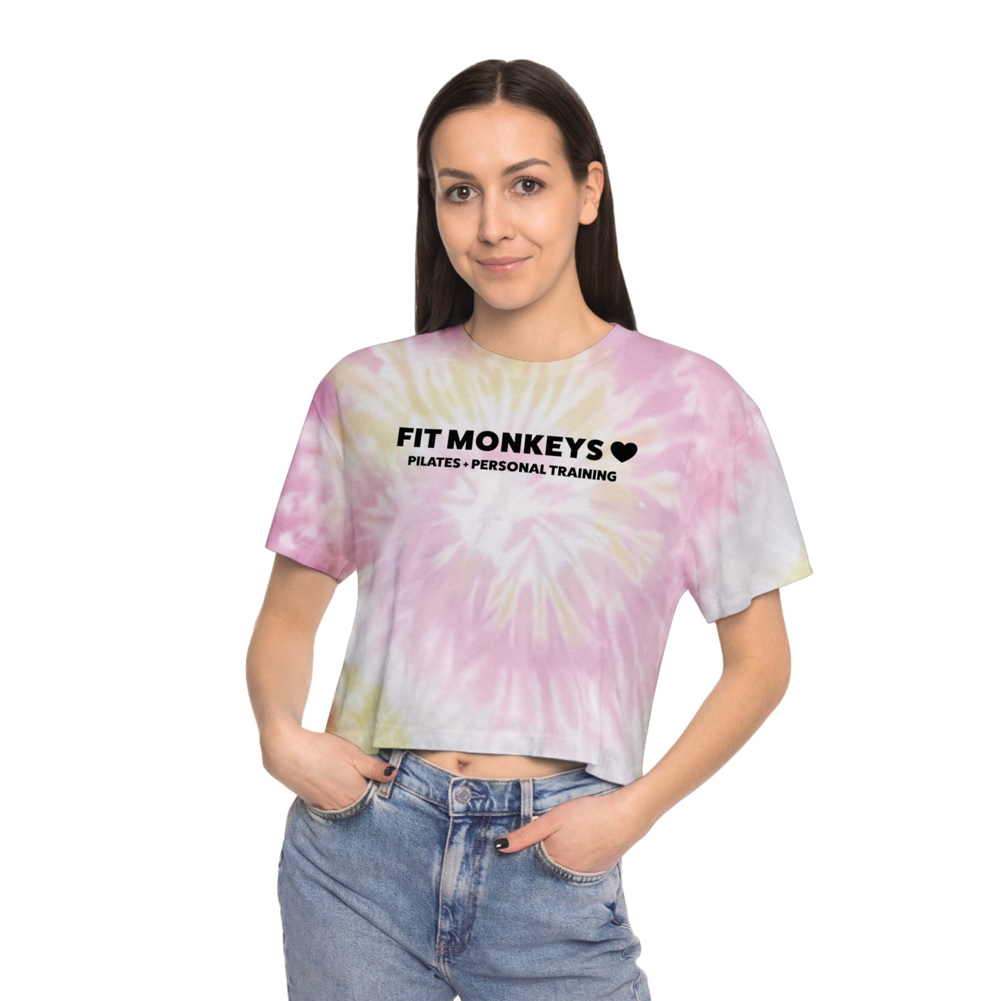 Tie Dye Crop Top - Fit Monkeys Logo on the front, Never Give Up on the back