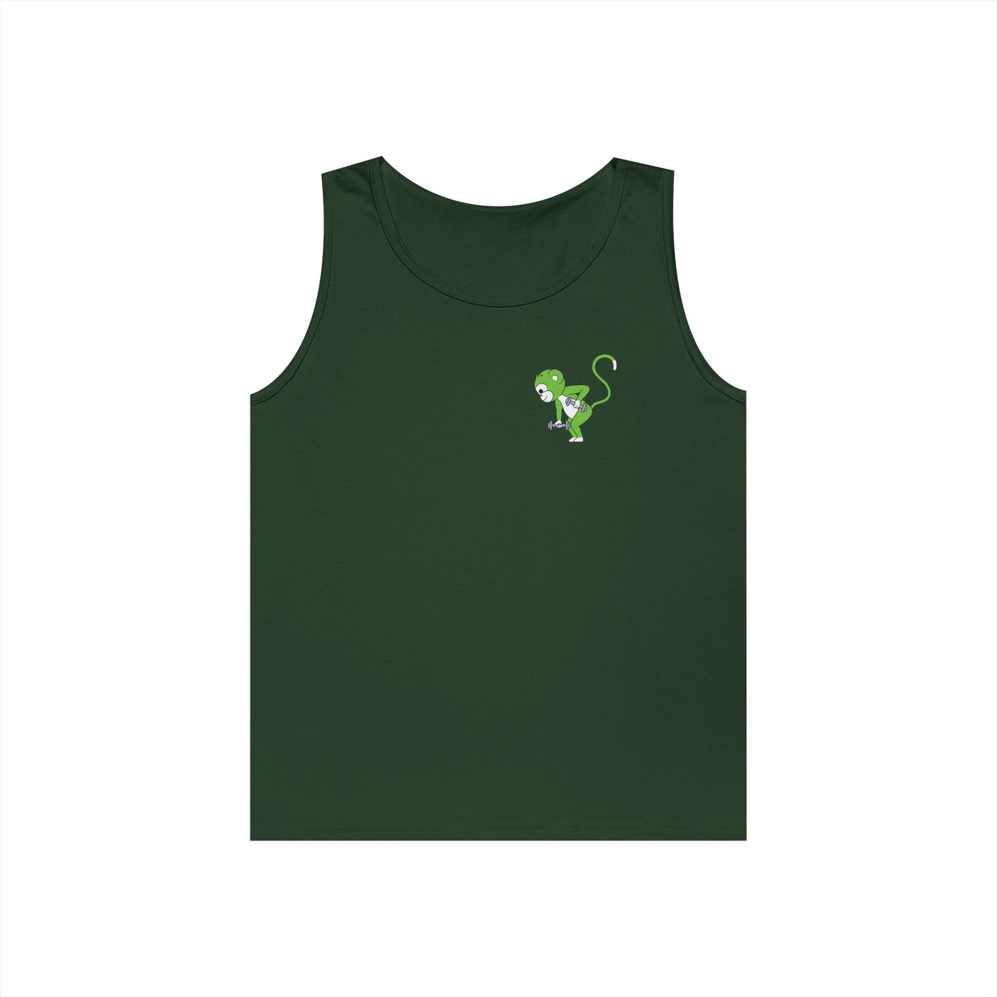 Fit Monkeys Gildan Unisex Heavy Cotton Tank Top - Row Monkey front left, Logo and row monkey on the back