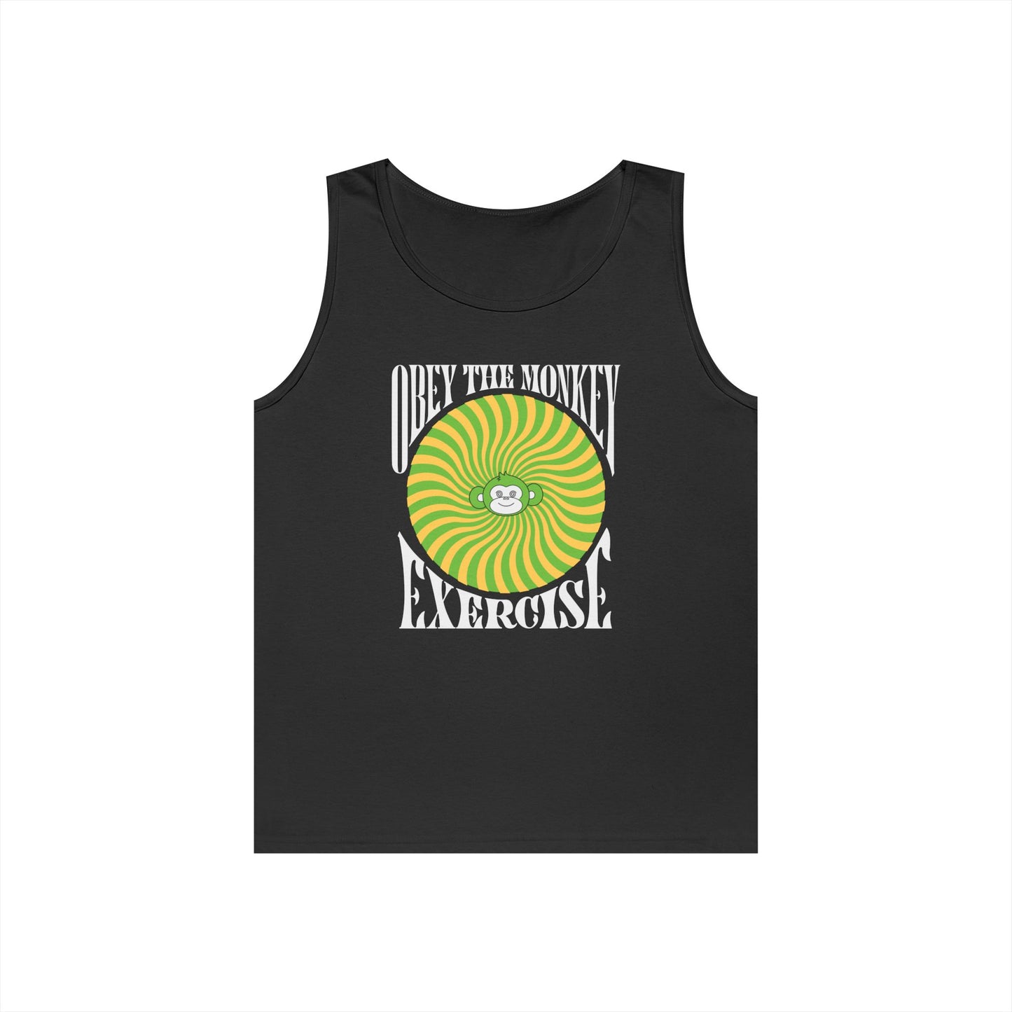 Obey the Monkey Tank in the front, Logo no heart in the back - Unisex Heavy Cotton Tank Top