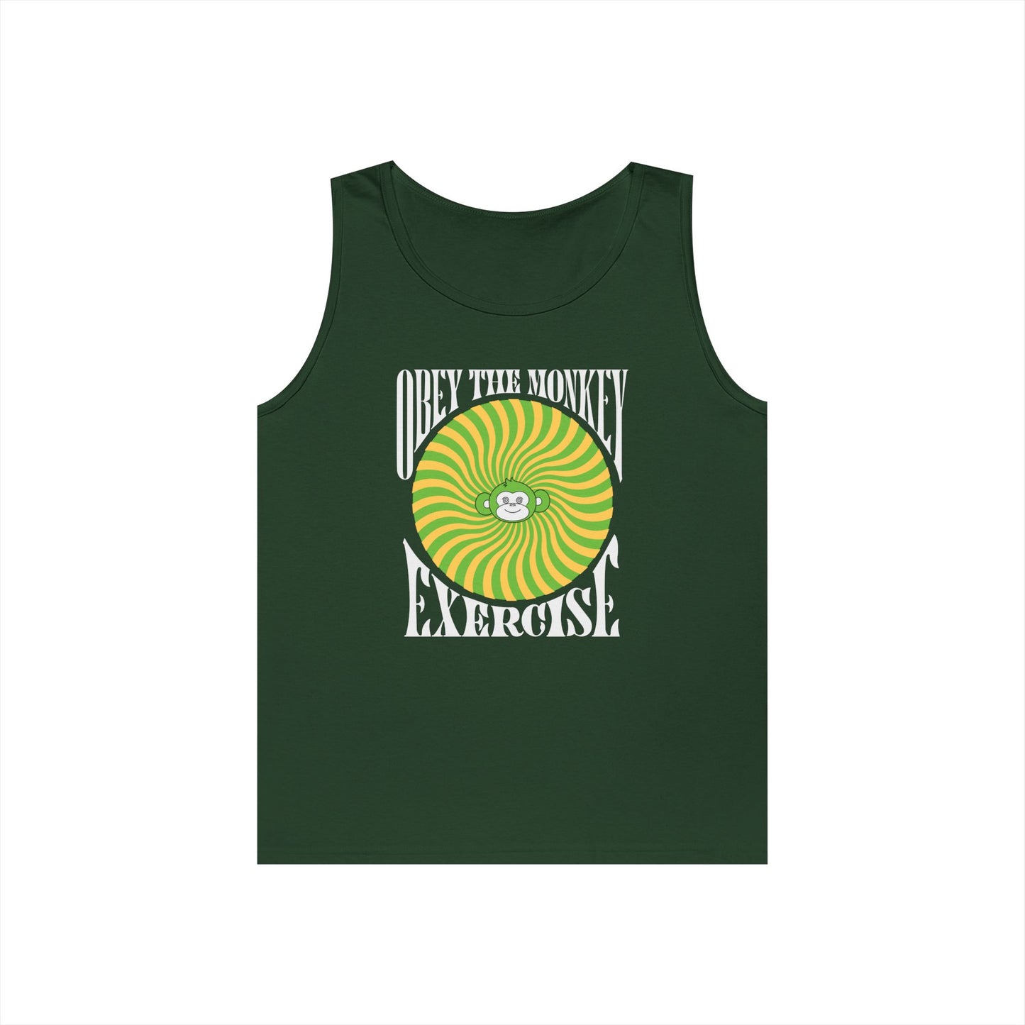 Obey the Monkey Tank in the front, Logo no heart in the back - Unisex Heavy Cotton Tank Top