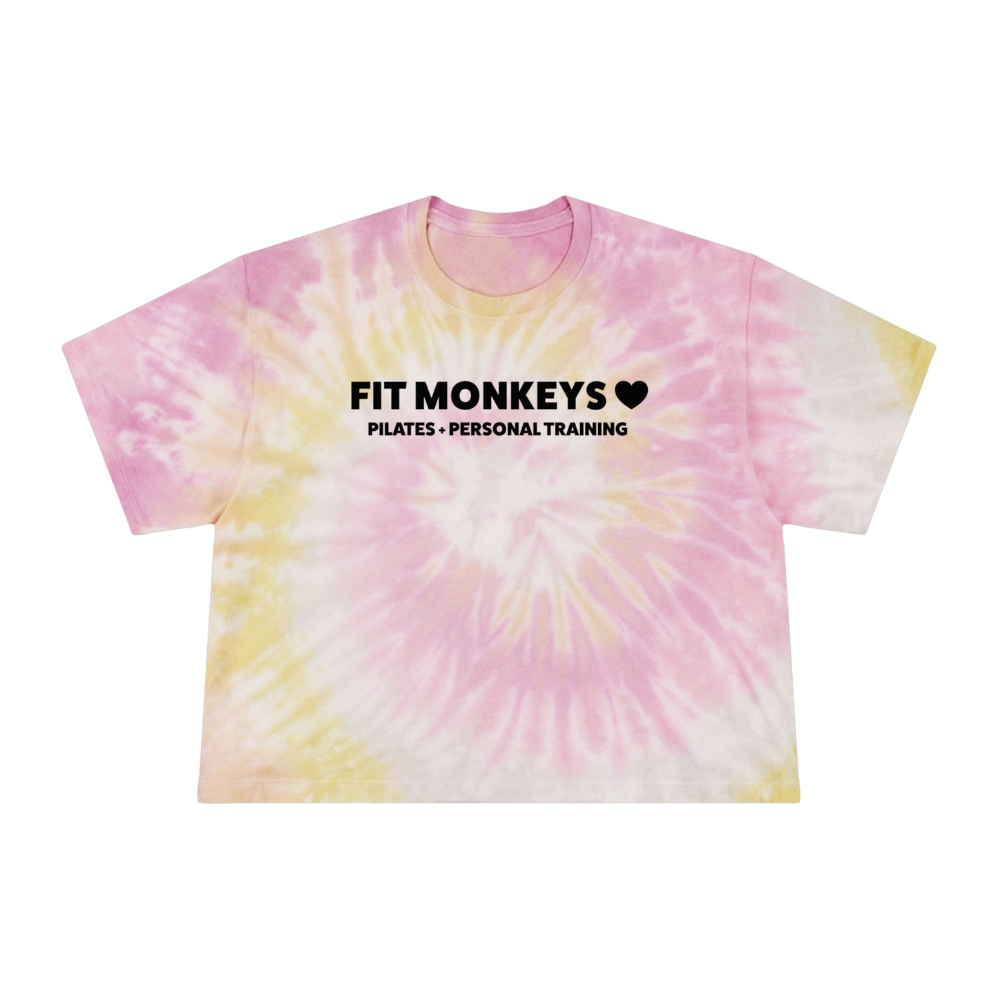 Tie Dye Crop Top - Fit Monkeys Logo on the front, Never Give Up on the back