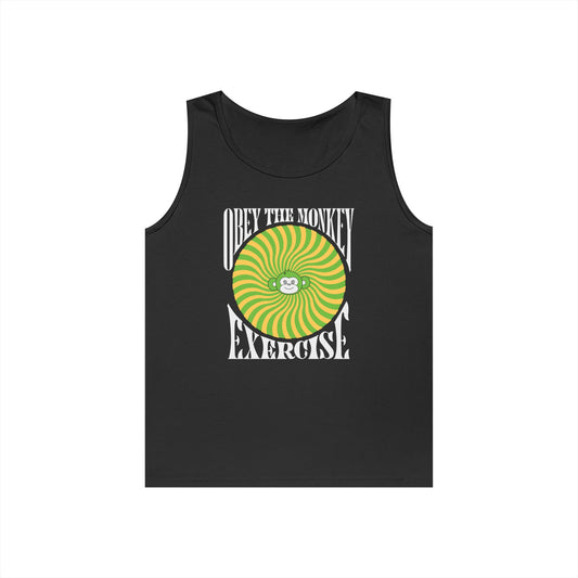 Obey the Monkey Tank in the front, Logo no heart in the back - Unisex Heavy Cotton Tank Top