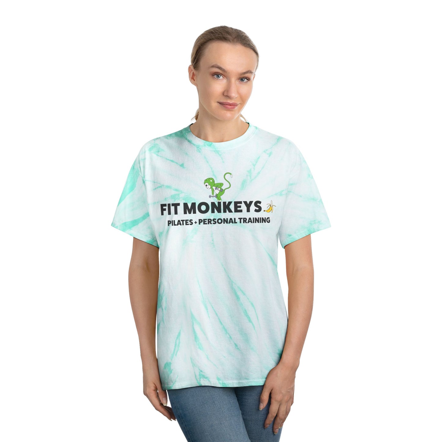 Fit Monkeys 'Bananas for Exercise' Tie-Dye Shirt – Vibrant Tee for Fun Fitness Lovers