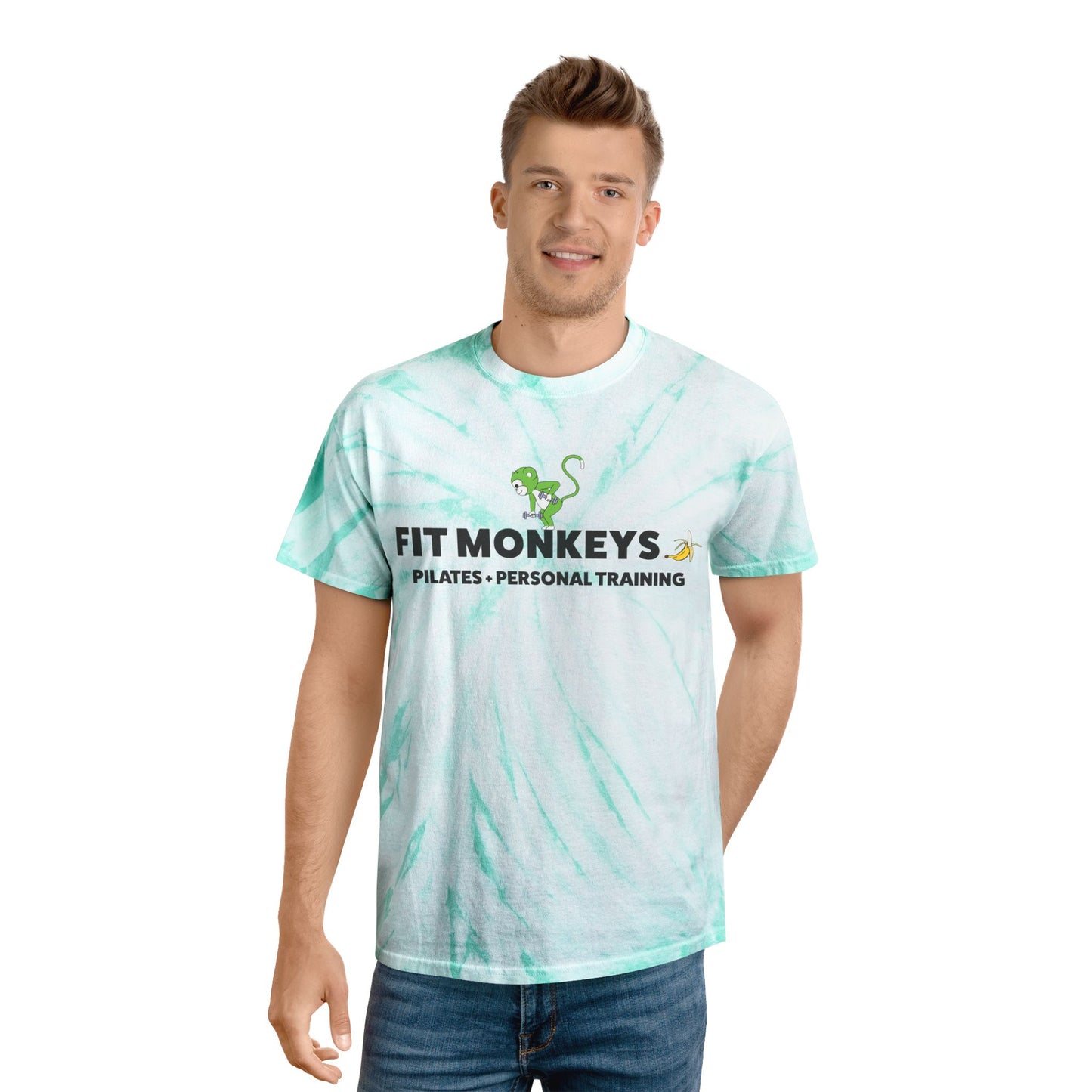 Fit Monkeys 'Bananas for Exercise' Tie-Dye Shirt – Vibrant Tee for Fun Fitness Lovers