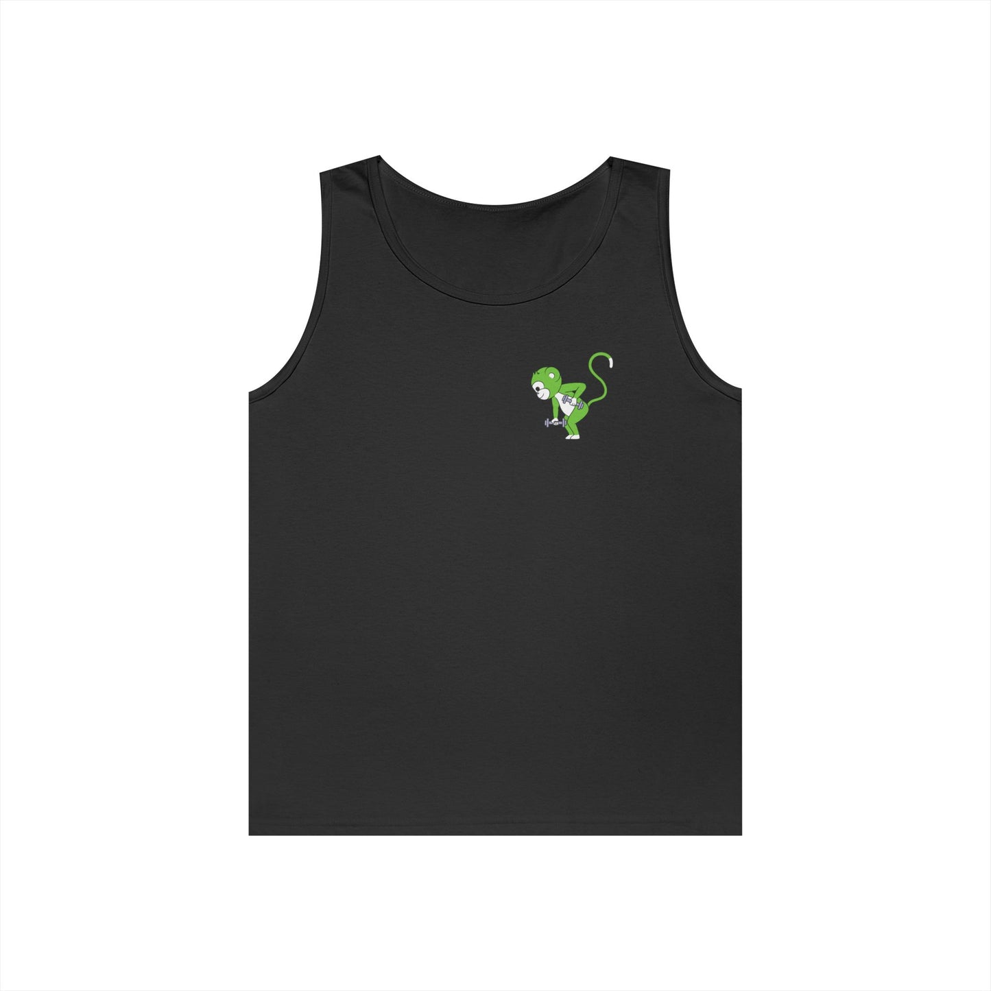 Fit Monkeys Gildan Unisex Heavy Cotton Tank Top - Row Monkey front left, Logo and row monkey on the back