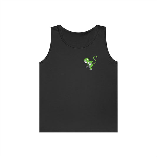 Fit Monkeys Gildan Unisex Heavy Cotton Tank Top - Row Monkey front left, Logo and row monkey on the back